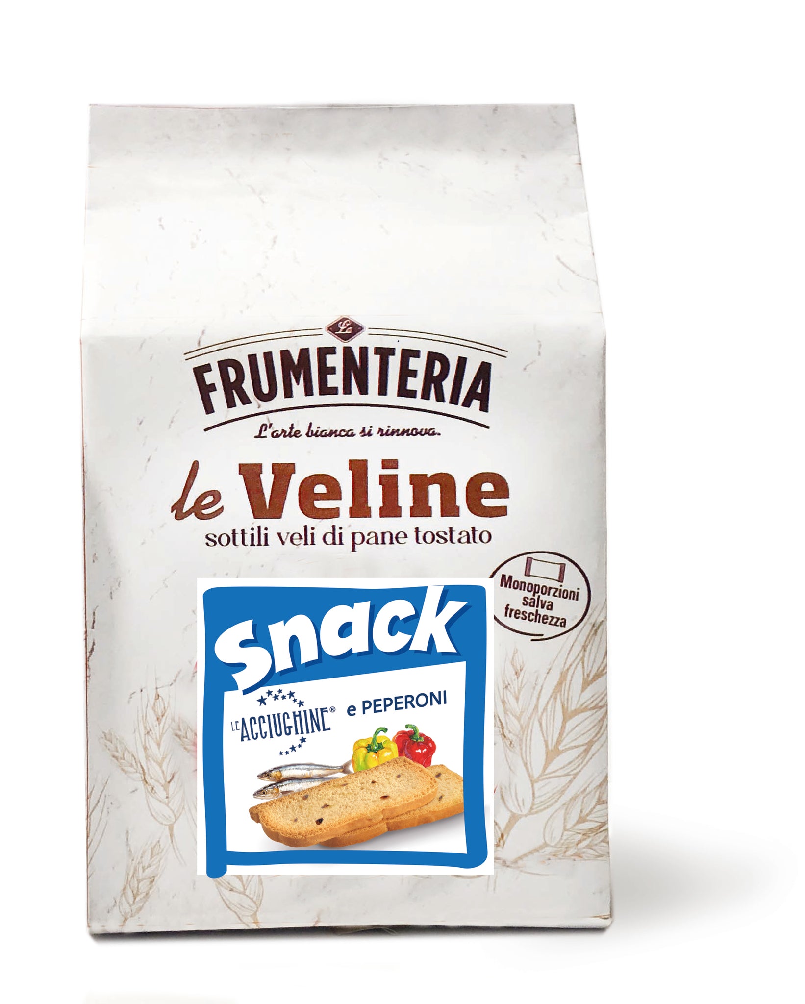 Le Veline Snack con Acciughine e peperoni - La Frumenteria 120g
